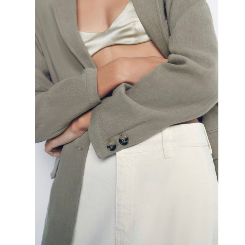 Zara Linen Blend straight cut blazer/ L- no tags - Picture 5 of 9